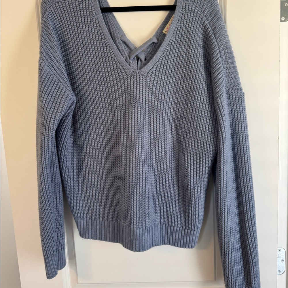 It's Our Time Women's V-Neck Sweater - Light Blue